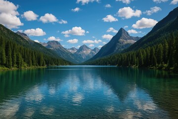 Fototapeta premium Beautiful Mountainous Lake View