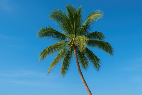 Tropical palm silhouette under a clear blue sky