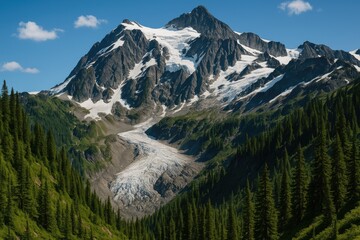 Majestic Mountain Shuksan with Curtis Glacier at Its Base