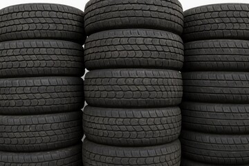 Obraz premium Stacked old tires forming a patterned backdrop