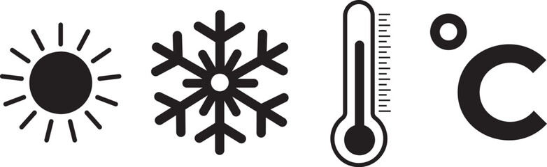 Weather and Temperature vector icon set illustration