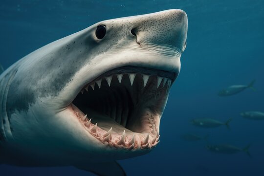 Close-up series highlighting shark heads, jaws, and razor-sharp teeth - Powered by Adobe