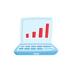 doodle bar chart in laptop computer icon