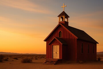 Fototapeta premium Historic red wooden church structure