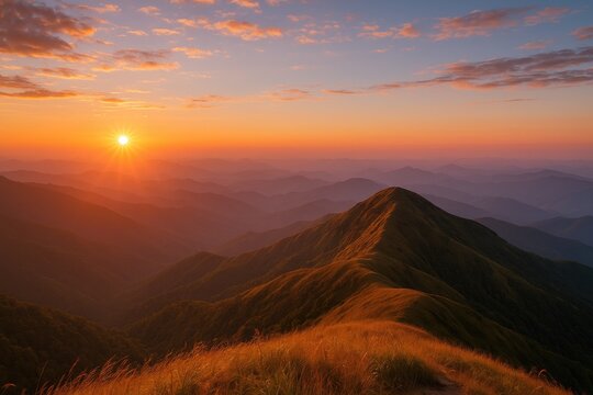 Sunset view over Mulayit Taung Mountain