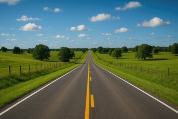 Fototapeta premium Scenic rural highway under a clear blue sky