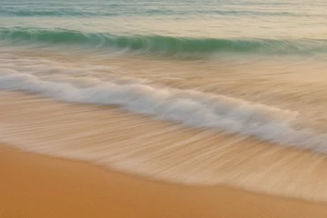 Fotobehang Sea waves in motion with a blurred effect on the shoreline © The 2R Artificiality