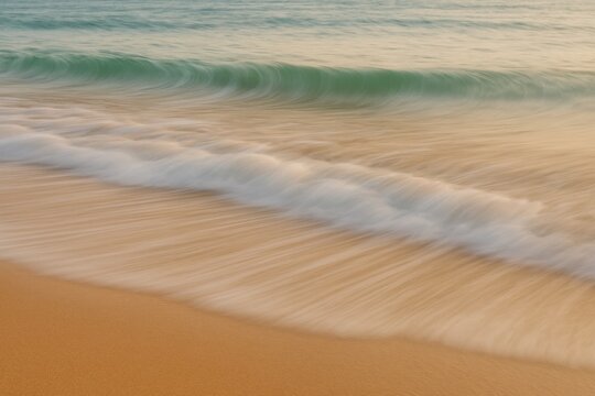 Sea waves in motion with a blurred effect on the shoreline