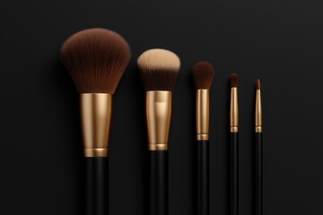 Makeup brush collection displayed against a dark backdrop