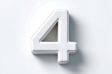 Obraz premium A Strikingly Simple White Number Four; Clean Minimalist Design