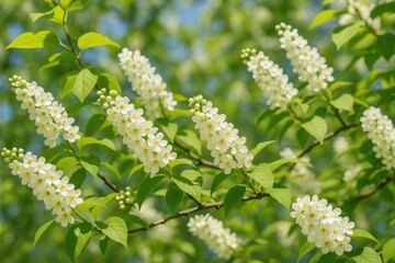 Serene scene of blooming branches on a sunny spring day