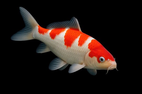 Koi fish illustration on a dark backdrop with a clear background