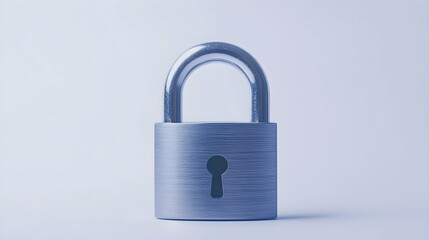 Fototapeta premium A metallic padlock on a plain background