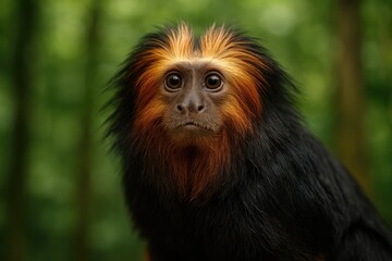 A wide-eyed monkey observing its surroundings in a zoo