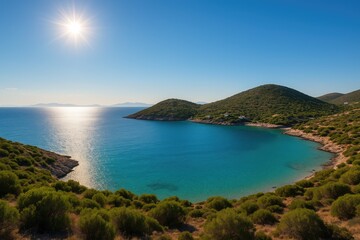 Seaside panoramic view of the Daskalio gulf near Keratea in the Athens region