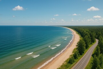 Fototapeta premium Wide-angle landscape showcasing the seaside shoreline