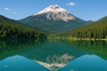 Mirror Peak: The Reflection of Mountains and Forests on a Serene Lake