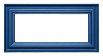 Empty picture frame in blue isolated PNG with Transparent Background