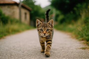 Obraz premium Small feline exploring the countryside