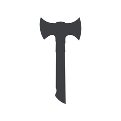 Silhouette hatchet badge, strong contrast, logo for outdoor or lumber brand