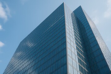 Contemporary high-rise structure featuring reflective glass panels