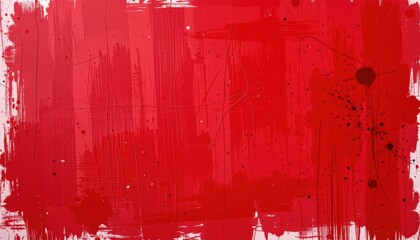 Fototapeta premium bold red abstract grunge texture background with distressed brush strokes and ink splatter effects