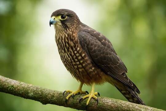 A native bird perched on a tree limb in a lush forest
