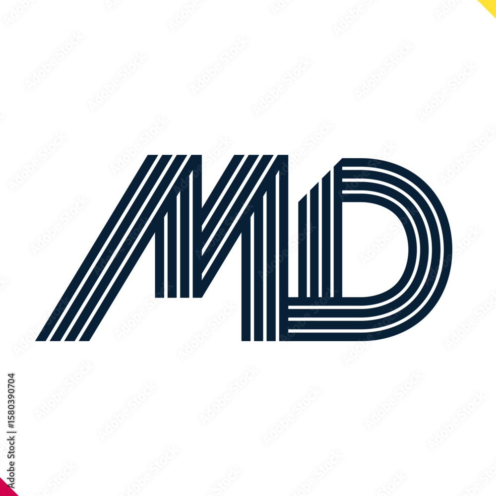 Aufkleber Parallel line monogram initial logo, combination of letter M and D. Best for name abbreviation.