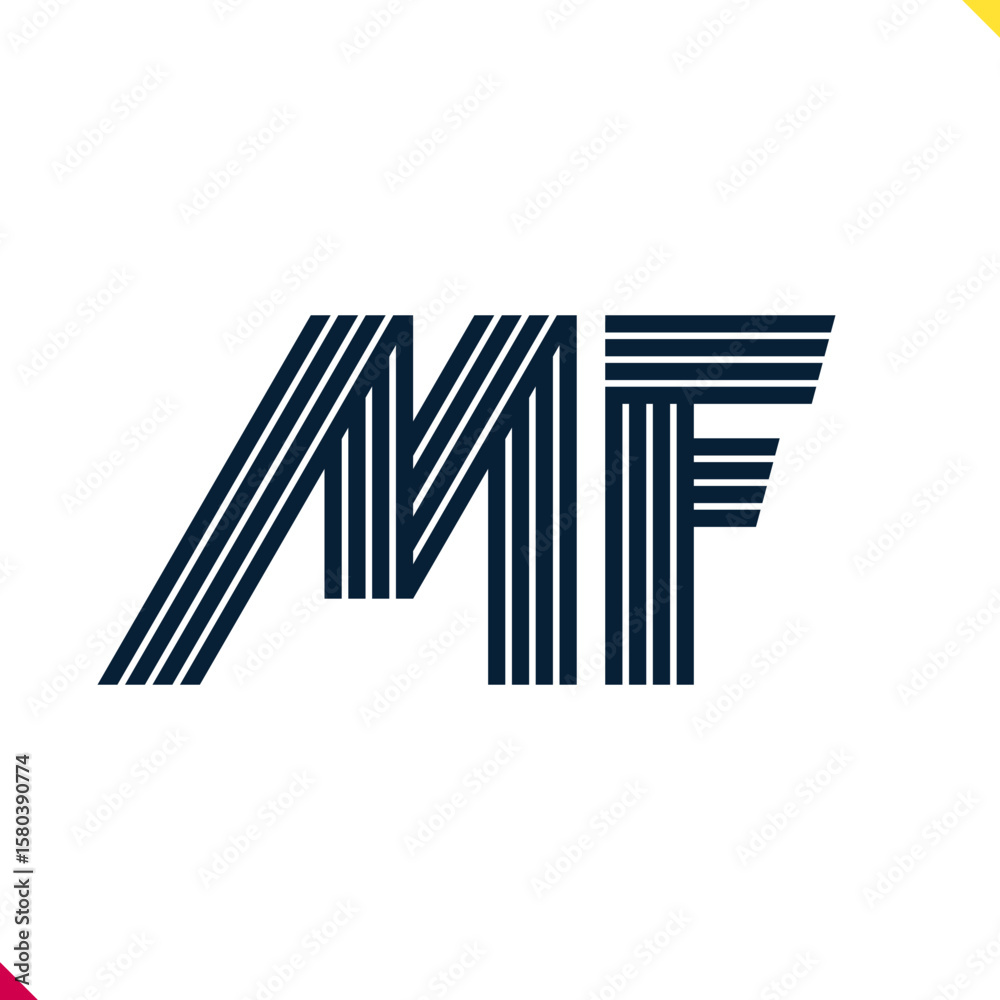 Aufkleber Parallel line monogram initial logo, combination of letter M and F. Best for name abbreviation.