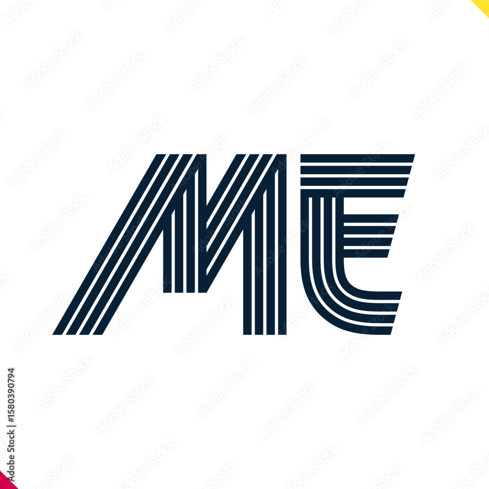 Fototapete parallel line monogram initial logo, combination of letter m and e. best for name abbreviation.