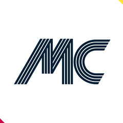 Parallel line monogram initial logo, combination of letter M and C. Best for name abbreviation.