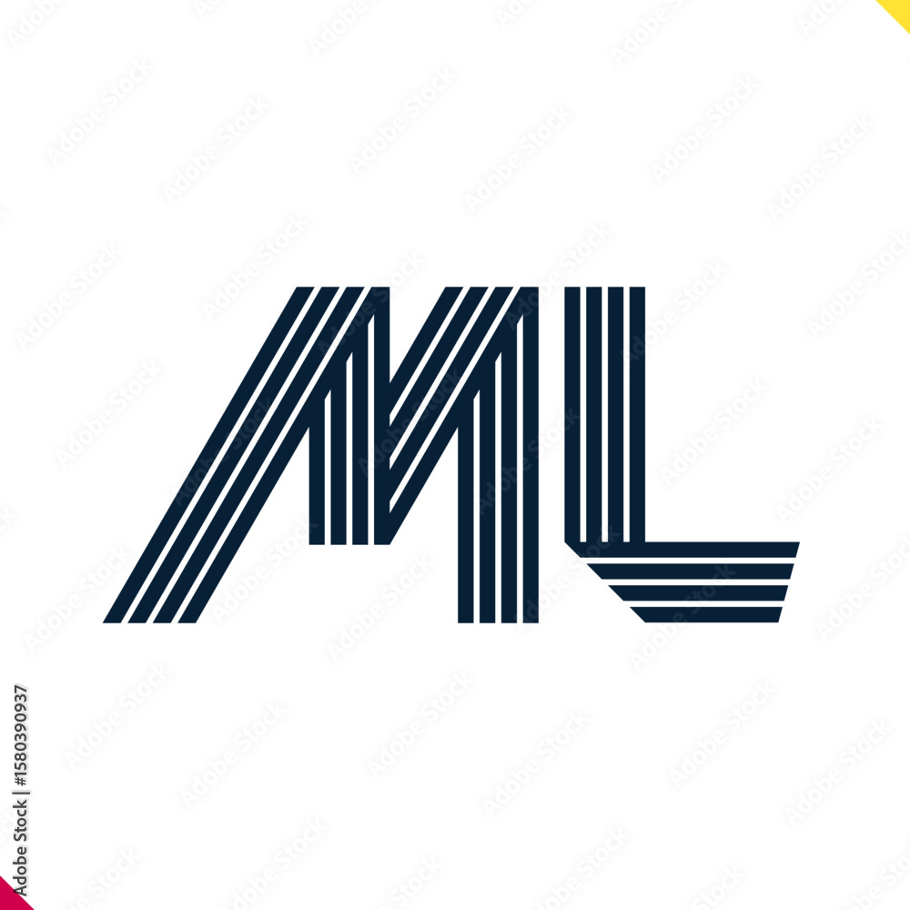 Fototapete parallel line monogram initial logo, combination of letter m and l. best for name abbreviation.