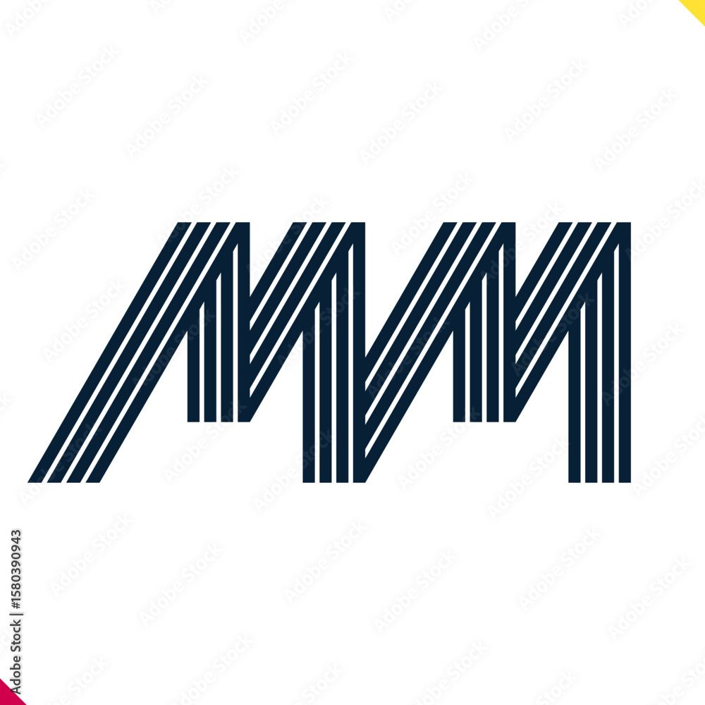 Fototapete parallel line monogram initial logo, combination of letter m and m. best for name abbreviation.