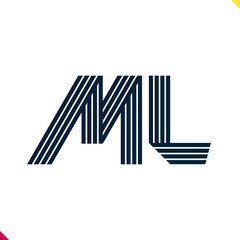 Parallel line monogram initial logo, combination of letter M and L. Best for name abbreviation.