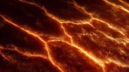 Glowing Lava Flowing Red Hot Liquid