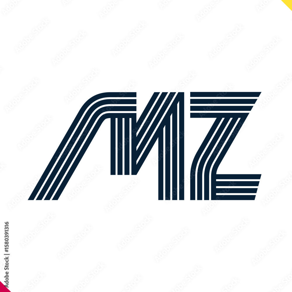 Fototapete parallel line monogram initial logo, combination of letter m and z. best for name abbreviation.