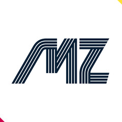 Parallel line monogram initial logo, combination of letter M and Z. Best for name abbreviation.