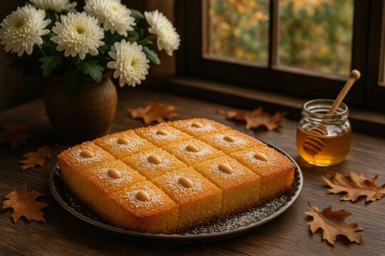 Delicious Middle Eastern Semolina Dessert with Coconut for Fall or Winter