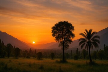 Evening Glow Over a Mountainous Valley