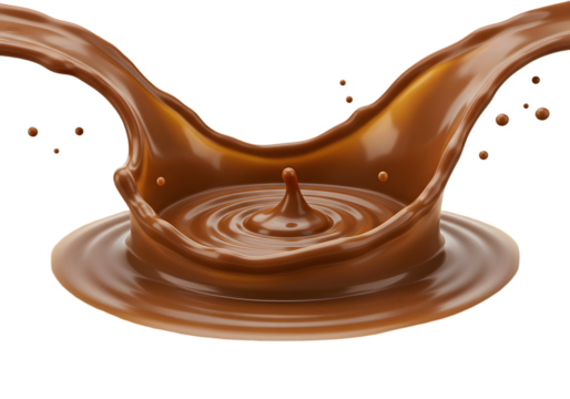 Isolated Transparent Background Of A Splashing Dark Chocolate Liquid