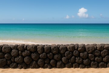 Fototapeta premium Lava stone barrier along the shoreline