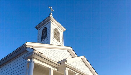 Obraz premium White church steeple against clear sky
