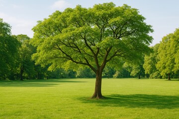 Fototapeta premium A sapling sprouting amidst a green park