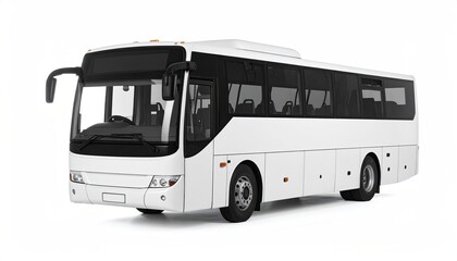 White coach bus on white background