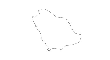 Outline map of Saudi Arabia, a simple geographical representation in white on a plain background.