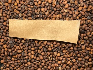 Brown  torn cardboard strip texture brown coffee beans background