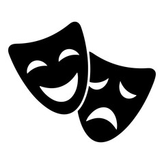 comedy and tragedy masks icon sign symbol, isolated on white background	