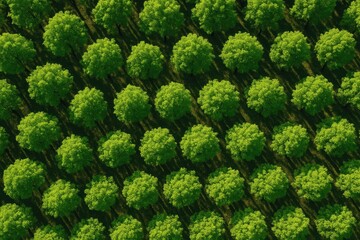 Bird's-eye perspective of lush woodland with dense green foliage and natural shadows, stunning nature scenery backdrop