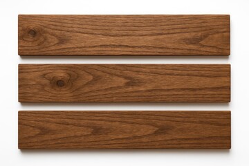 Obraz premium Three wooden planks isolated on a white background for design purposes