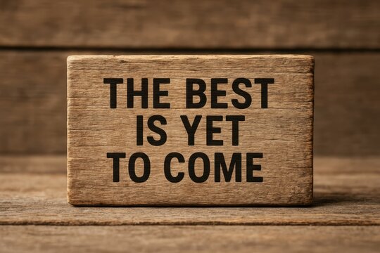 Inspirational quote on rustic wood with a soft-focus backdrop